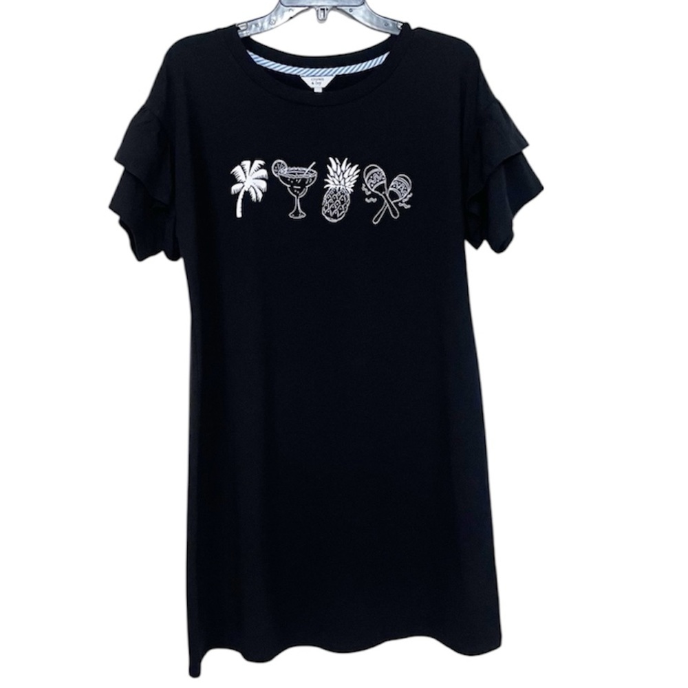 Crown & Ivy Black T-shirt Dress Vacation Cruise Dress